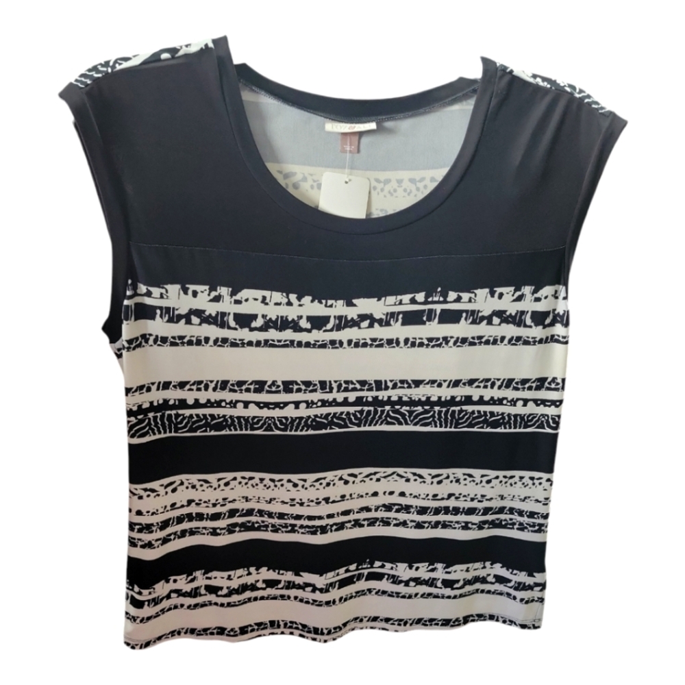 Roz & Ali | Black &  White Printed Tank | Large